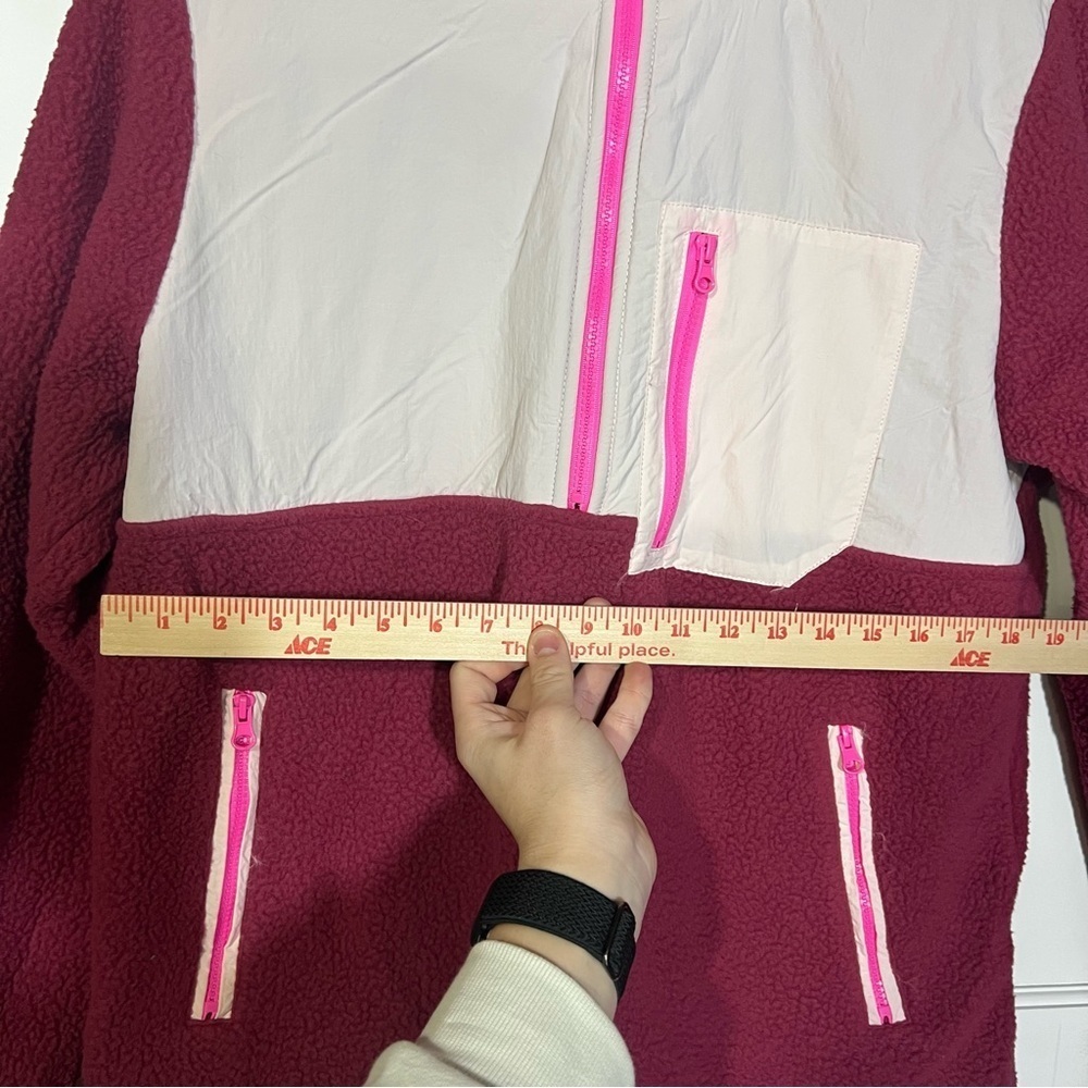 Te Verde Quarter Zip Fleece Sweater White and Magenta Size Large - Picture 5 of 6